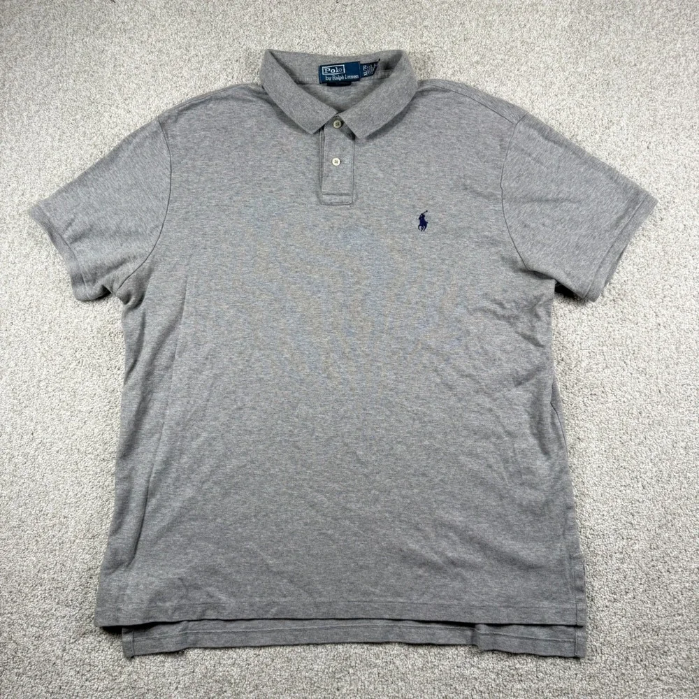 Polo Ralph Lauren Polo Shirt Mens XL Gray Custom Fit Short Sleeve Pony Logo